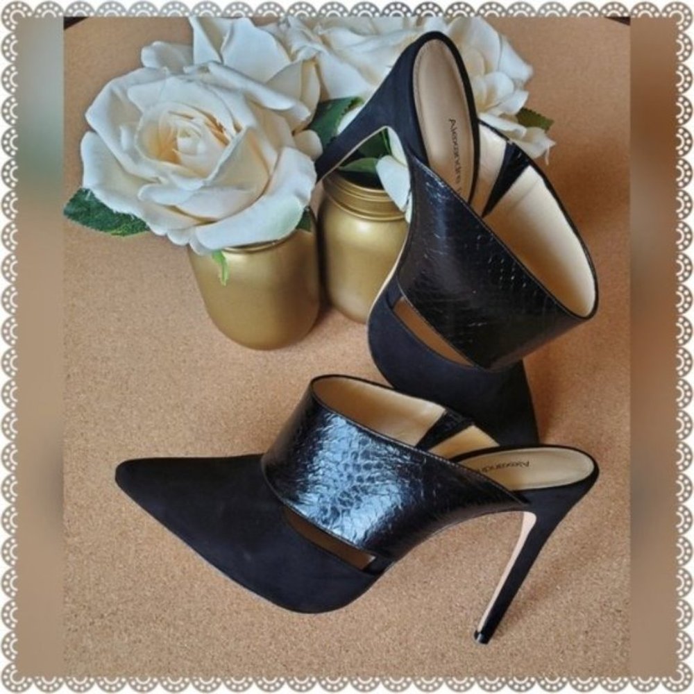 Alexandre Birman Suede & Watersnake Mules 9 - Picture 3 of 10